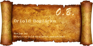Oriold Boglárka névjegykártya